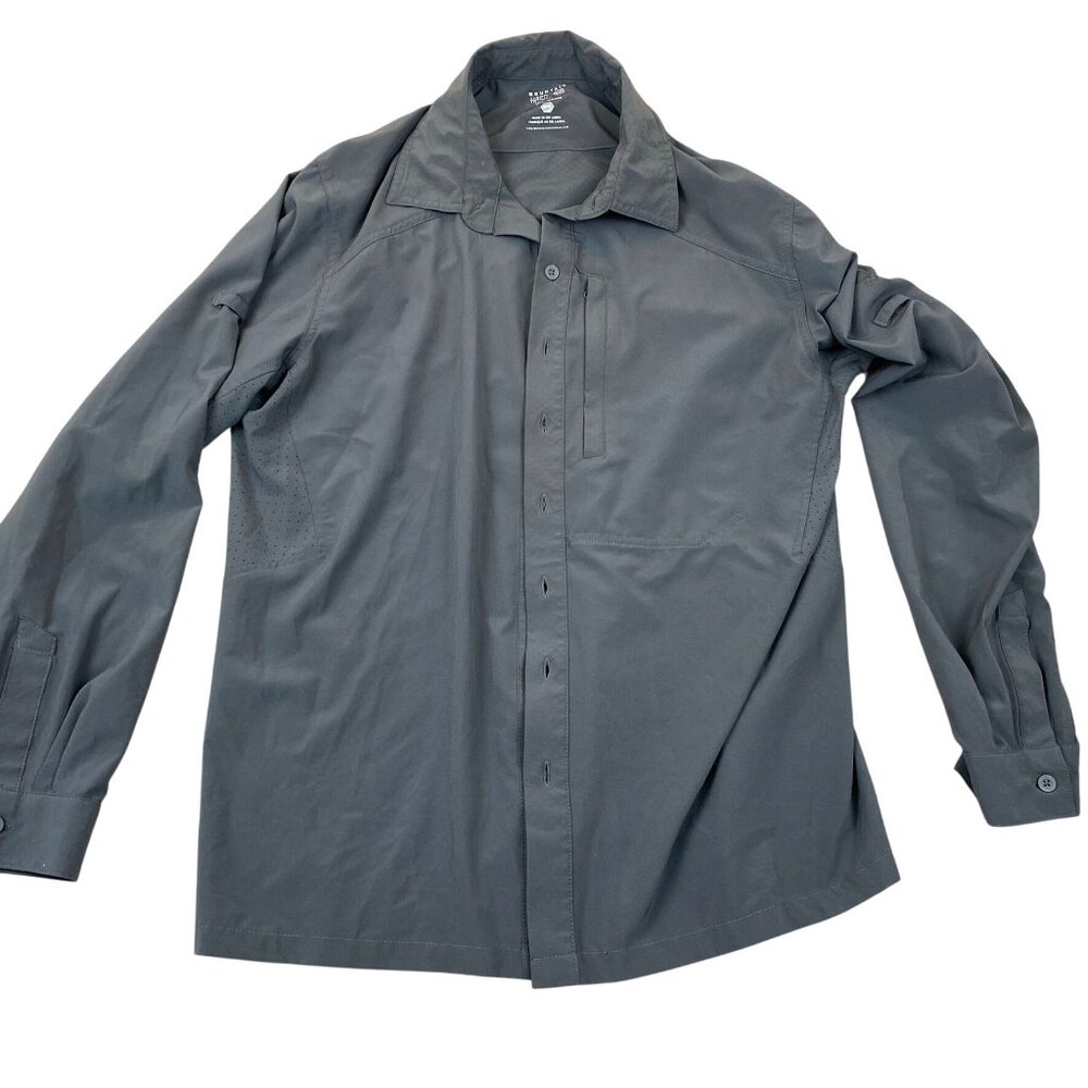Mountain Hardwear Mens Button-Up Shirt M Gray Long Sleeve Casual